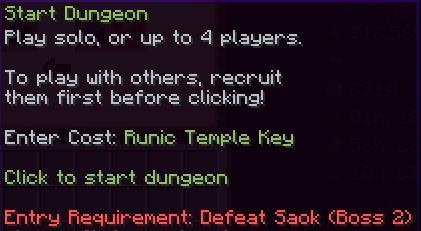 Dungeon Entry Costs