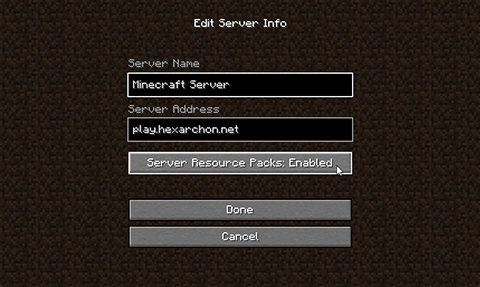 Server Edit Menu